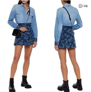 Rag & Bone Marina Denim-Jacquard Mini Wrap Skirt